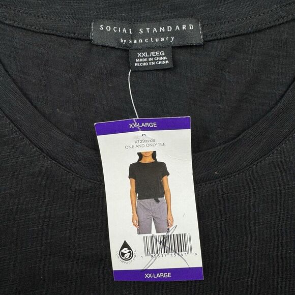 NWT Social Standard By Sanctuary Tee Shirt  Womens XXL Black Tie Knot - Picture 6 of 10
